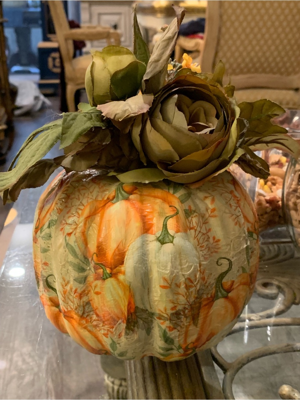 Handmade Pumpkin Napkins decoupage on Foam pumpkin